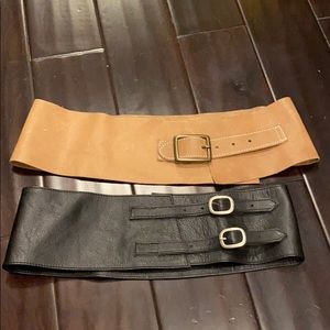 Black and brown leather belt